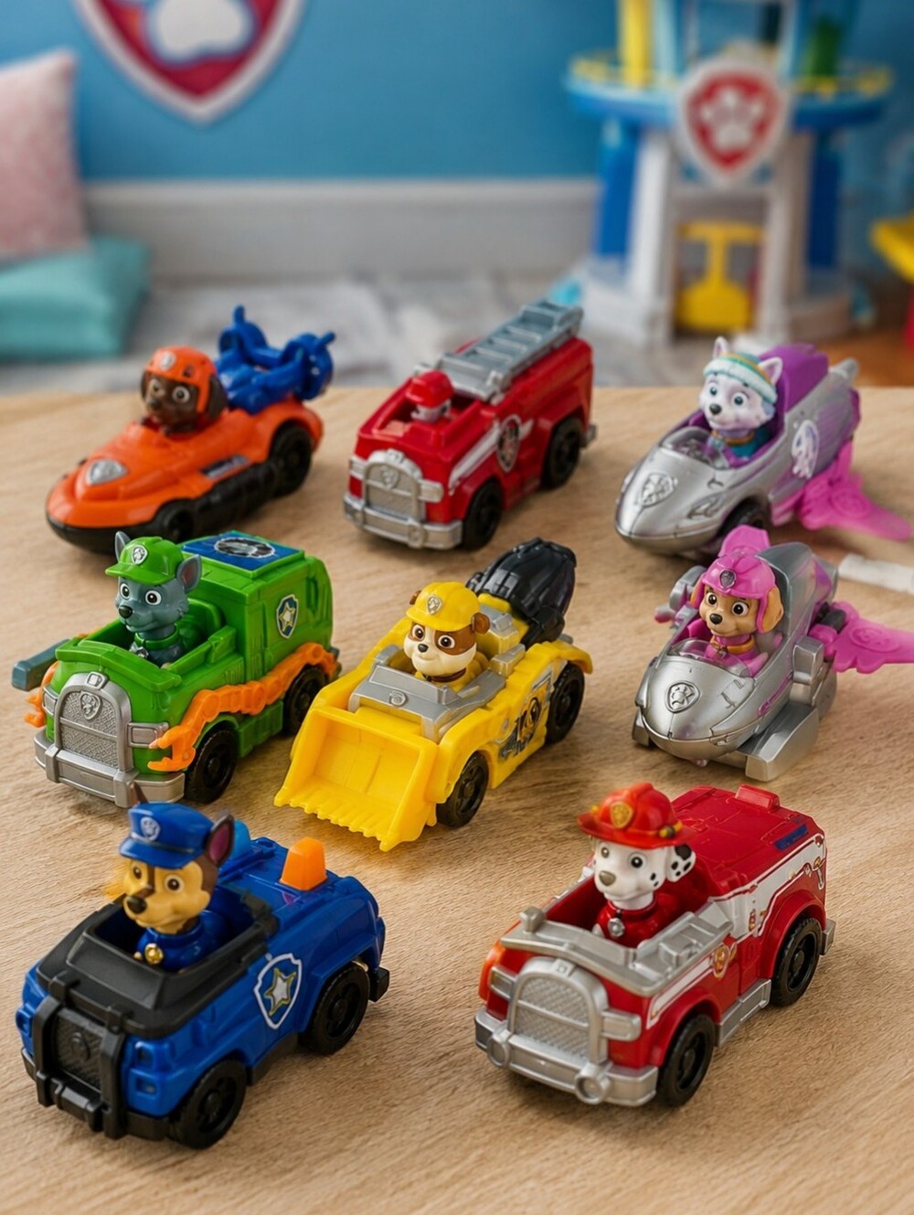 PAW Patrol Mini Vehicle Lot Chase Marshall Skye Rubble Rocky Zuma Everest 8 Toys
